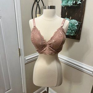 Delta Burke dark nude lace bralette bra, size 2X